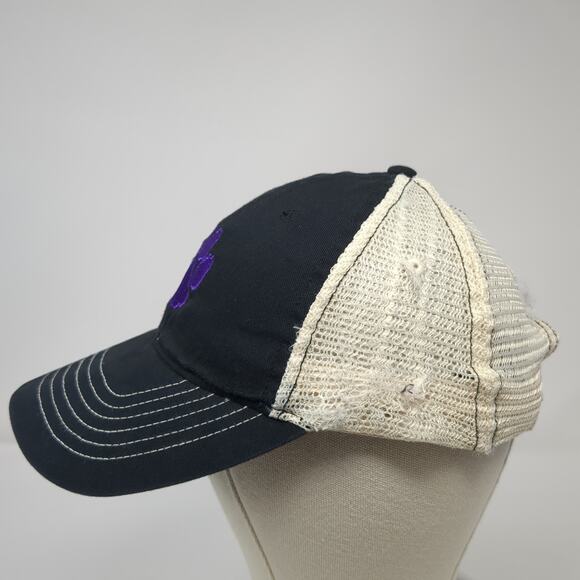 Paw Print Snapback Trucker Hat Black One Size Embroidered Mesh Back - Picture 3 of 9